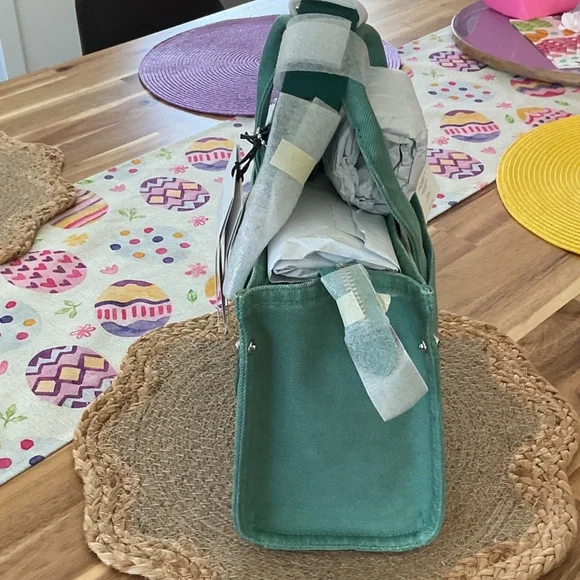 Coach Teal Canvas Tote Bag - Picture 4 of 6